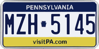 PA license plate MZH5145