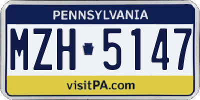 PA license plate MZH5147