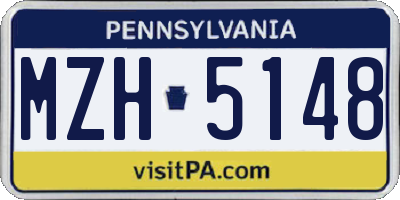 PA license plate MZH5148