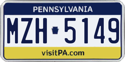PA license plate MZH5149