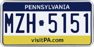 PA license plate MZH5151