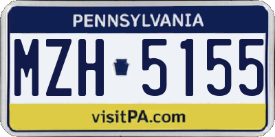 PA license plate MZH5155