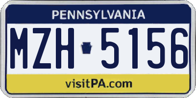 PA license plate MZH5156