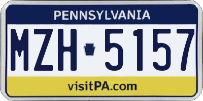 PA license plate MZH5157