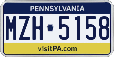 PA license plate MZH5158