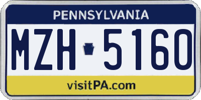 PA license plate MZH5160