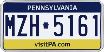 PA license plate MZH5161