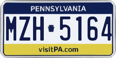 PA license plate MZH5164