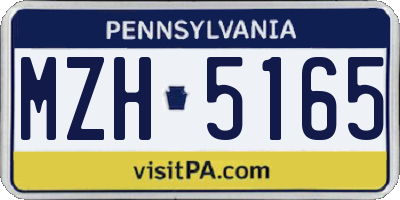 PA license plate MZH5165