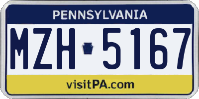 PA license plate MZH5167