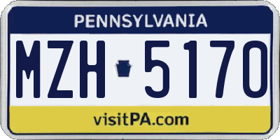 PA license plate MZH5170