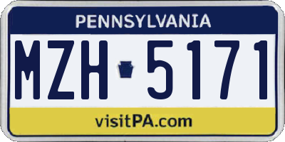 PA license plate MZH5171