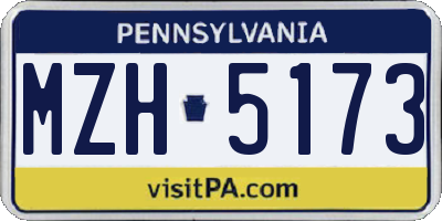 PA license plate MZH5173