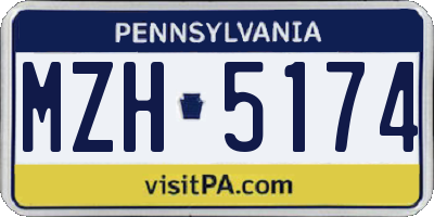 PA license plate MZH5174