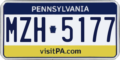 PA license plate MZH5177
