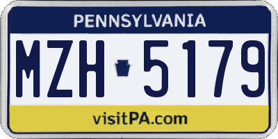 PA license plate MZH5179