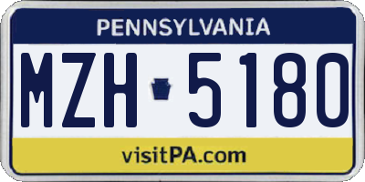 PA license plate MZH5180