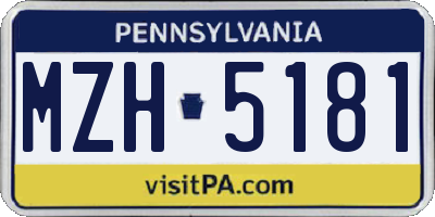 PA license plate MZH5181