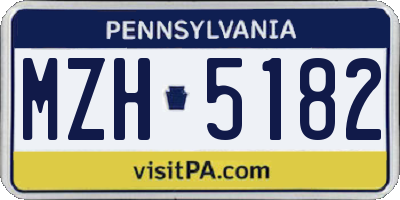PA license plate MZH5182