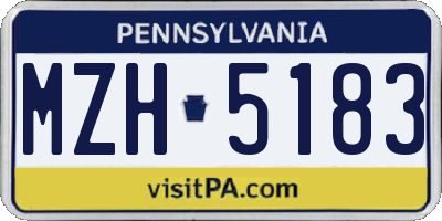 PA license plate MZH5183