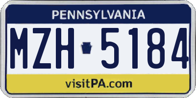PA license plate MZH5184