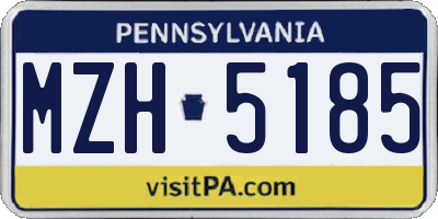 PA license plate MZH5185