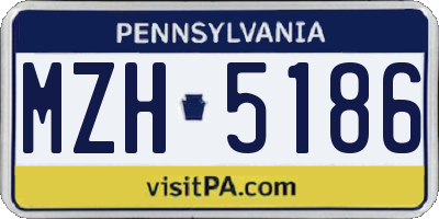 PA license plate MZH5186