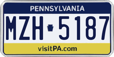 PA license plate MZH5187