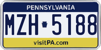 PA license plate MZH5188