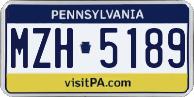 PA license plate MZH5189