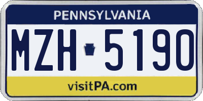 PA license plate MZH5190