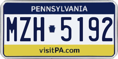 PA license plate MZH5192