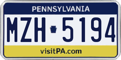 PA license plate MZH5194