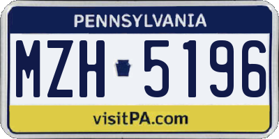 PA license plate MZH5196