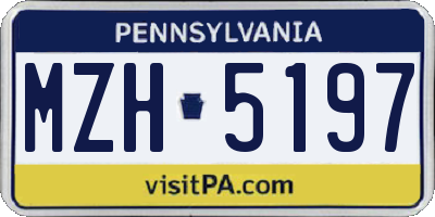 PA license plate MZH5197