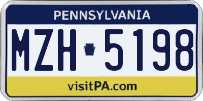 PA license plate MZH5198