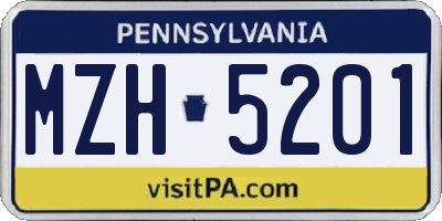 PA license plate MZH5201