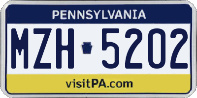 PA license plate MZH5202