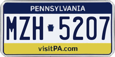 PA license plate MZH5207