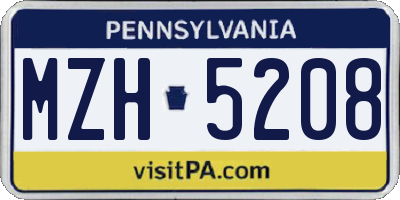 PA license plate MZH5208