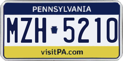 PA license plate MZH5210