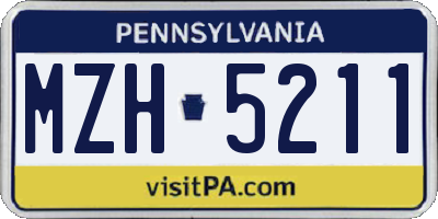 PA license plate MZH5211