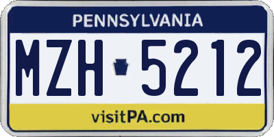 PA license plate MZH5212