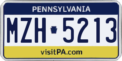 PA license plate MZH5213