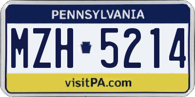 PA license plate MZH5214