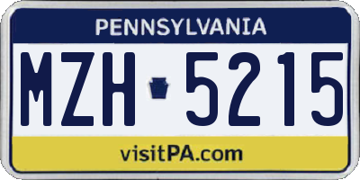 PA license plate MZH5215