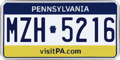 PA license plate MZH5216