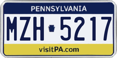 PA license plate MZH5217