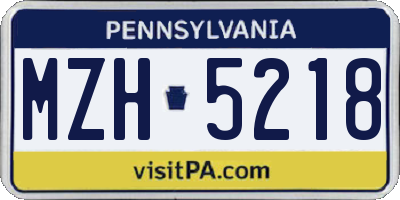 PA license plate MZH5218