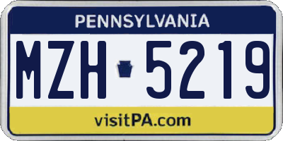 PA license plate MZH5219